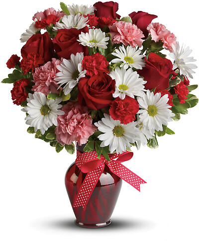 Hugs and Kisses Bouquet with Red Roses